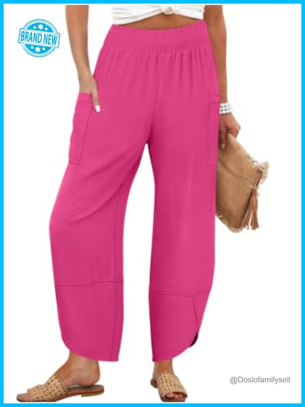 Wide Leg Palazzo Capri Pants High Rise Pull On Yoga Jogger